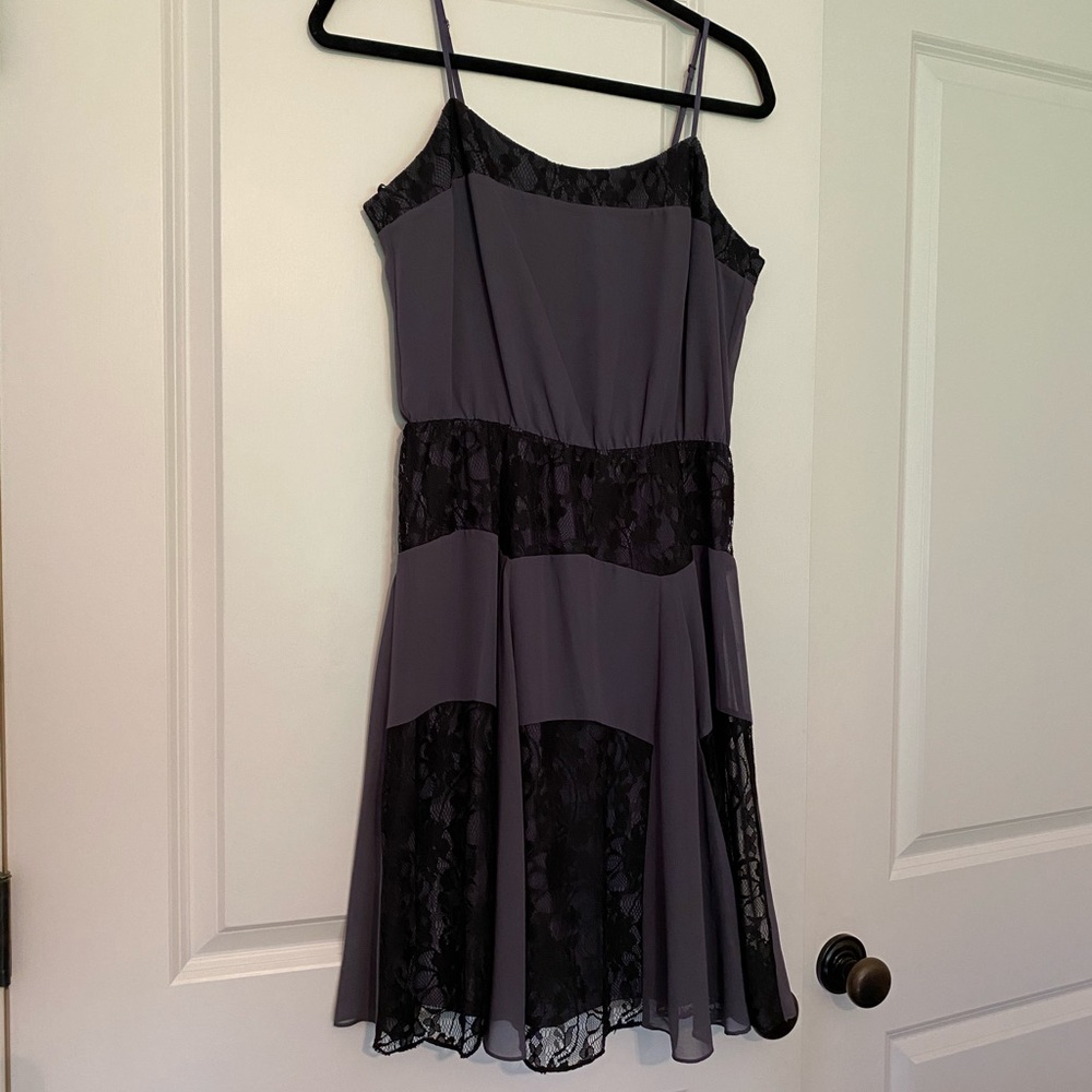 BCBG purple dress with black lace